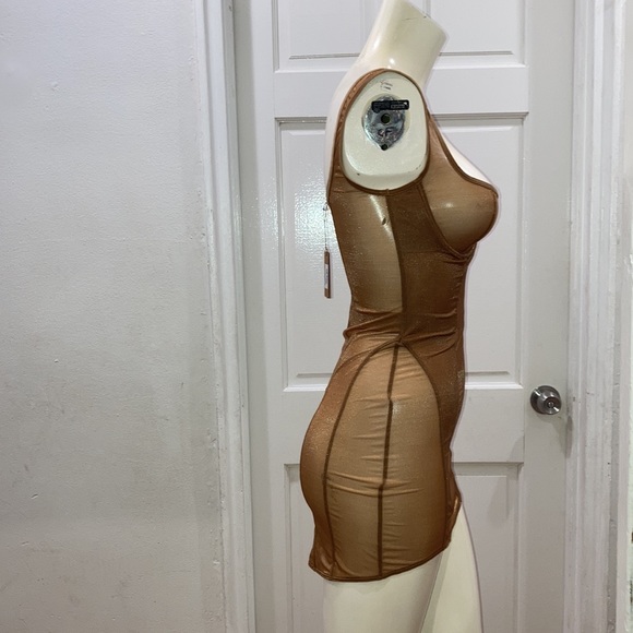 RARE SKIMS Glissenette Corset Mini Dress NWT Chai Bodycon Gold Medium Left ONLY - Picture 8 of 11